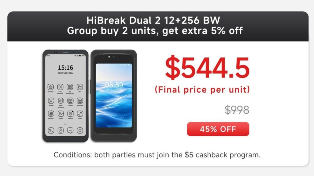 Primeiro smartphone E Ink de tela dupla grande do mundo com 80 FPS chegou ao Kickstarter em 10 de julho: Bigme HiBreak Dual 2 a partir de apenas US$ 544,50 3 Smartphone E Ink de tela dupla 80 FPS: Bigme HiBreak Dual 2